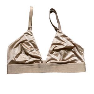 Negative Glacé Triangle Bra Size 2 - Buff Beige Silky Wireless Bralette Unlined